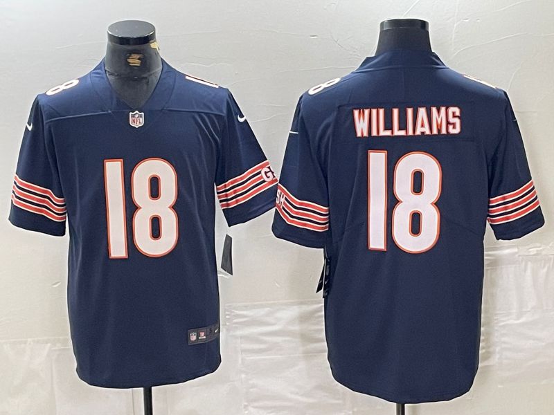 Men Chicago Bears 18 Williams Blue Second generation 2024 Nike Limited NFL Jersey style 1